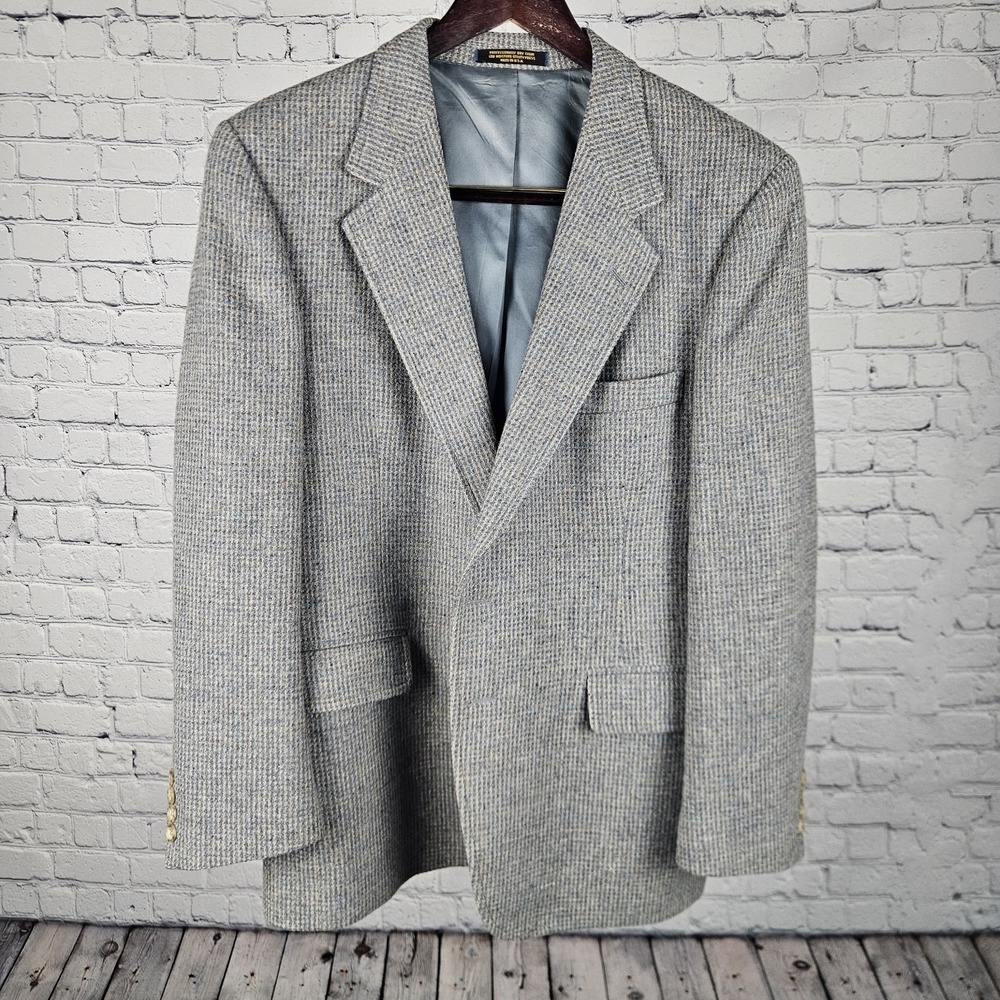 Evan‎ Picone Vintage Wool Blazer Mens Sport Coat Gray Tweed 100% Pure Wool USA